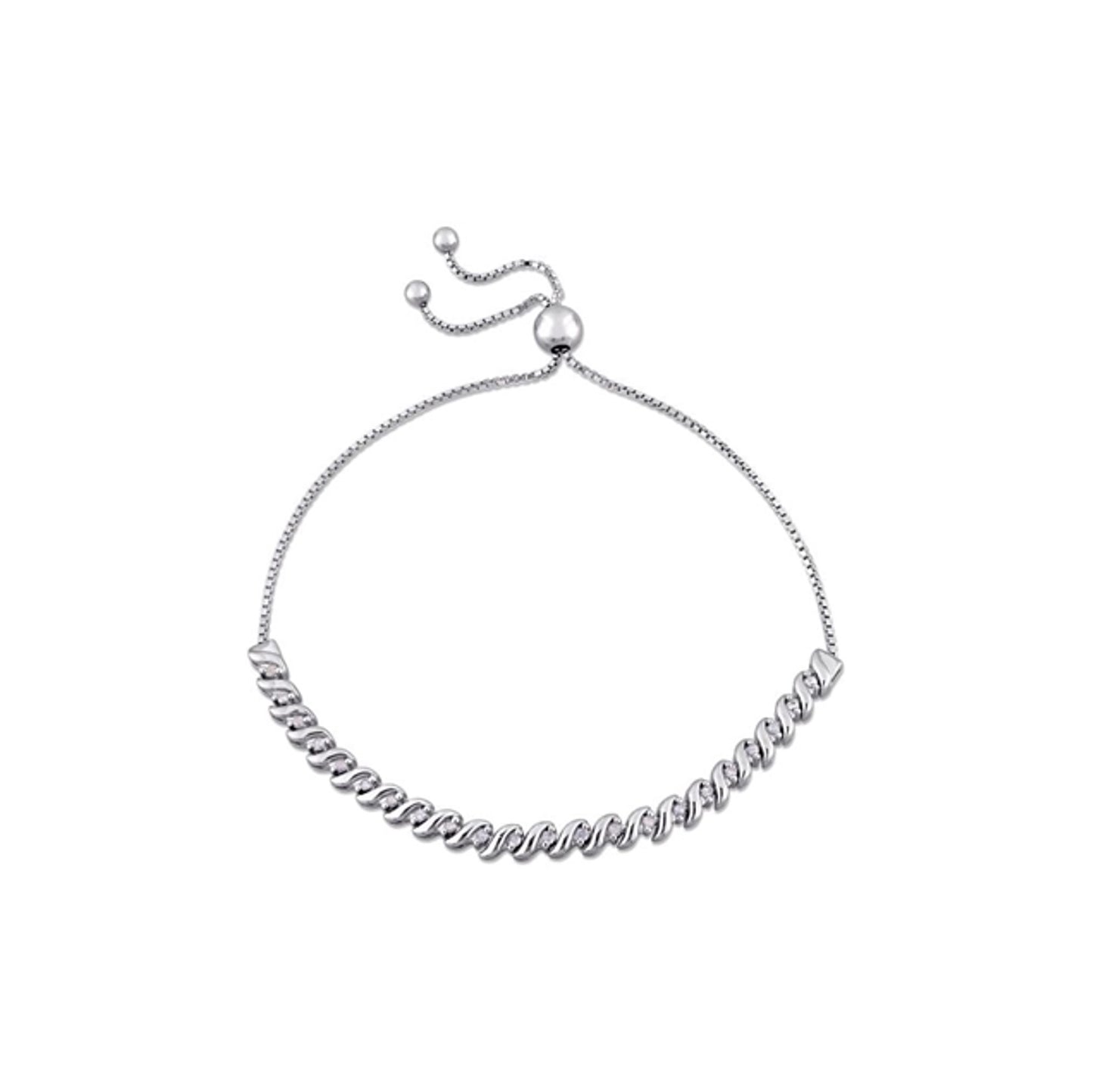 DELMAR JEWELRY 1/4 CT Diamond Bolo Bracelet in Silver, 7''