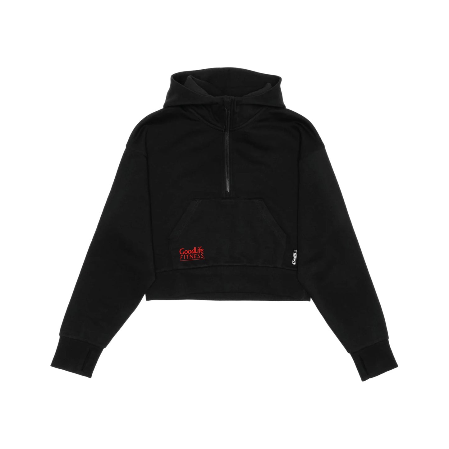 LIVEWELL Unisex Drop Shoulder Crop 1/2 Zip Hoodie